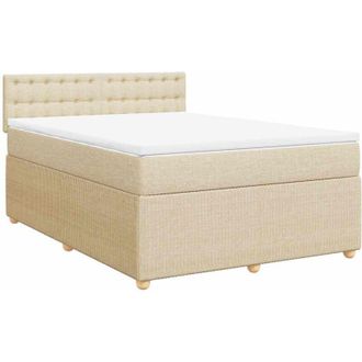 vidaXL Cama Box Spring Con Colch&oacute;n Tela Color Crema 140x190 Cm Vidaxl