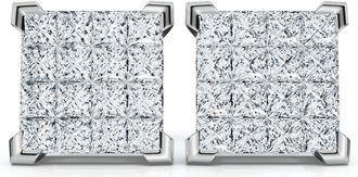 Pompeii3 1/2ct Diamond Princess Cut Screw Back Studs Womens Earrings 10k White Gold 6.5mm