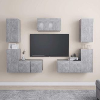 vidaXL Juego De Muebles De Sal&oacute;n 7 Piezas Gris Hormig&oacute;n Vidaxl