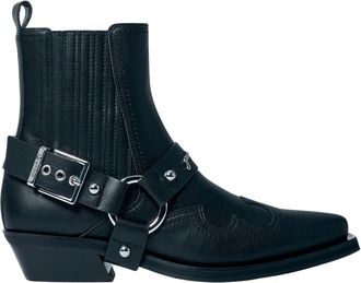 Ganni Leren Western Chelsea Laarzen - Dames - Cowboylaarzen - Zwart - 36 EU - Leer - Schoenen
