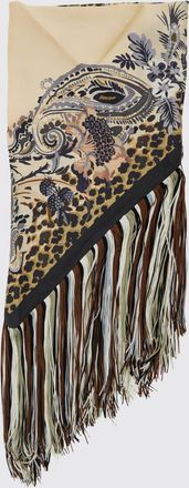 Etro Foulard in pura seta con stampa Paisley e bordi con frange
