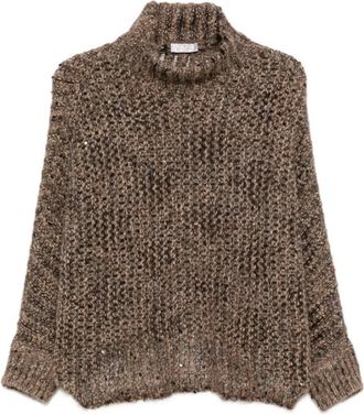 PANICALE Panicale, Truien & Vesten, Dames, Bruin, S, Pailletten, Trui met dikke breinaalden en pailletten