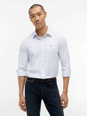 Tommy Hilfiger Mens Regular Fit Striped TH Performance Shirt - Blue - XXL