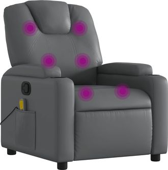 vidaXL Vidaxl - Sill&oacute;n De Masaje Reclinable Cuero Sint&eacute;tico Gris