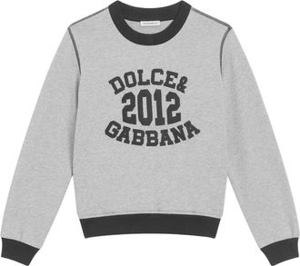 Dolce & Gabbana Kids Sweatshirts, male, Gray, 4 Y, Embroidered 2012 Logo Sweatshirt