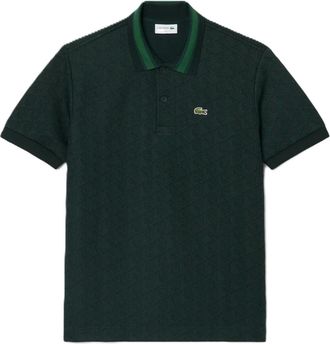 Lacoste Dark Green Geometric Striped Polo Shirt