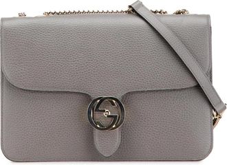 Gucci Pre-owned Cross Body Bags, female, Gray, Size: ONE SIZE Pre-owned Leather Shoulder Bag