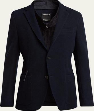 Ermenegildo Zegna Mens High Performance Jersey Wool and Cotton Jacket