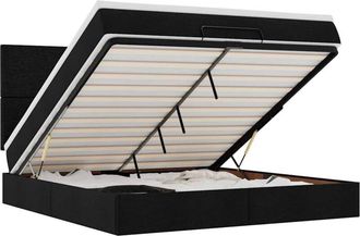 vidaXL Vidaxl - Estructura De Cama Otomana Con Colch&oacute;n Tela Negra 180x200cm