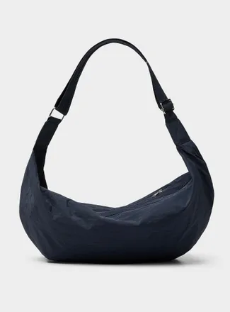 Simons Womens XL crinkled fabric half-moon bag