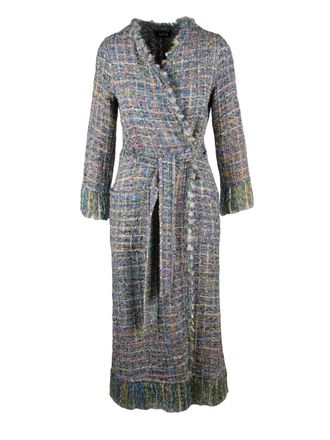 Ella Lago di Como Multicolor Viscose Acrylic Cotton Boucl&eacute; Duster Coat
