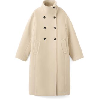 Mango Double Breasted Stand Collar Coat in Vanilla at Nordstrom, Size X-Small