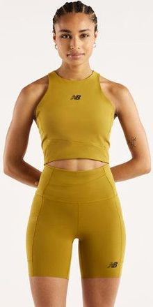 New Balance Mujer RC Elite Storage Crop Tank en Marr&oacute;n, Poly Knit, Talla XS