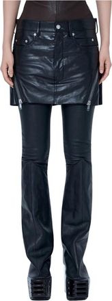 Rick Owens Bolan Banana Mini Skirt - Dames - Leren & Su&egrave;de rokken - Zwart - M - Leer - Rokken