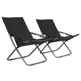vidaXL Vidaxl - Sillas De Playa Plegables 2 Unidades Tela Negro