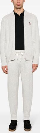 Brunello Cucinelli Mens Logo-Embroidery Cashmere Cardigan Aw23 M