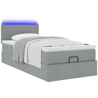 vidaXL Cama Otomana Con Colch&oacute;n Gris Claro 100x200 Cm Tela Vidaxl