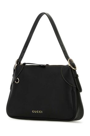 Gucci Womens Black Leather Medium Gg Emblem Shoulder Bag Borse A Mano