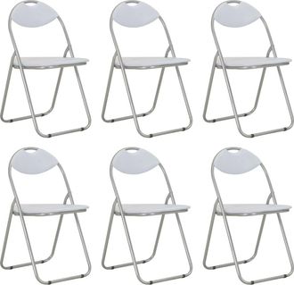 vidaXL Vidaxl - Sillas De Comedor Plegables 6 Unidades Cuero Sint&eacute;tico Blanco