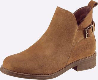 Heine Stiefelette HEINE, Damen, Gr. 36, cognac, Leder, Rindsleder, Veloursleder, Schuhe Stiefelette