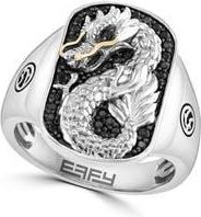 Effy Sterling Silver & 14K Gold Pave Black Sapphire Dragon Ring in Silver/gold at Nordstrom Rack, Size 10