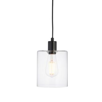 Endon Lighting Lampada A Sospensione Singola Nero Opaco, Vetro Trasparente