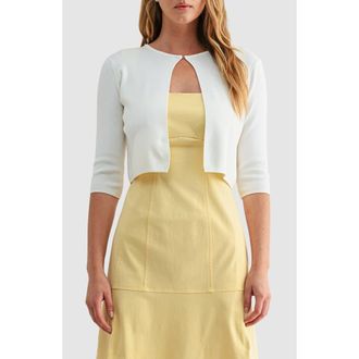 Mila Mae Three-Quarter Sleeve Crop Bolero in Cream at Nordstrom, Size X-Large