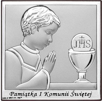 OEM Cuadro En Plata Para Ni&ntilde;o Como Recuerdo De Su Primera Comuni&oacute;n + Grabado 6568o 8 X 8 Cm