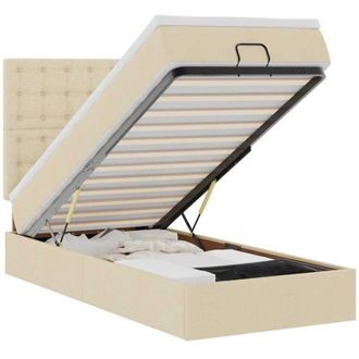 vidaXL Pouf Letto con Materasso e LED Crema 90x200 cm in Tessuto vidaXL