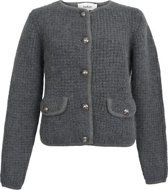 BA&SH Ba & Sh Harry Pocket Button-Down Cardigan in Grey Wool