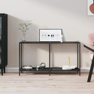 vidaXL Mesa De Consola Vidrio Templado Negro 140x35x75,5 Cm Vidaxl