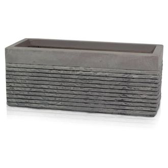 PRIMROSE Extra Large Light Grey Fibrecotta Brick Design Set of 2 100cm Trough Planters