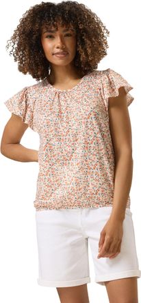 M&Co Womens Ditsy Floral Frill Top - Womens Orange