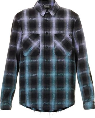 Amiri Mens Amiri Long Sleeve Plaid Purple Shirt - Size: 40/Regular