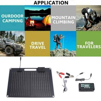 OEM Kit De Cargador Solar Con Controlador Usb Dual De 100 W Y 100 A, Color Negro