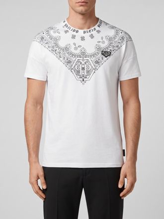 Philipp Plein Slim Fit Cotton T-Shirt with Bandana Print