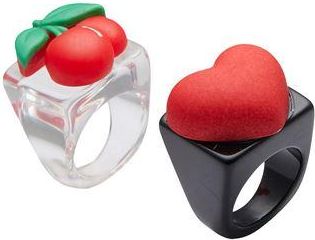 8 by YOOX HEART AND CHERRIES MAXI RINGS SET