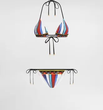 Dolce & Gabbana Carretto-print Triangle Bikini - Woman Swimwear Multicolor 1