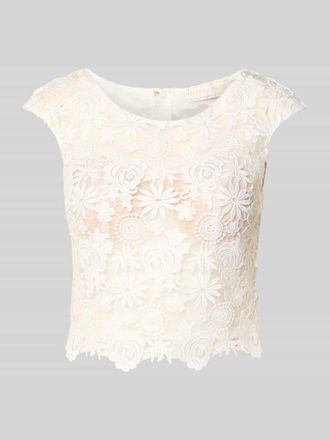 Luxuar Fashion Cropped Spitzentop mit Rundhalsausschnitt in Offwhite, Gr&ouml;&szlig;e 34