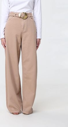 Twinset Jeans a gamba larga in denim di cotone