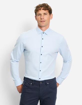 Olymp Businesshemd OLYMP No. Six super slim, Herren, Gr. 37, N-Gr, blau (bleu), Jersey, Obermaterial: 64% Baumwolle, 27% Polyester, 9% Elasthan, Hemden Busi