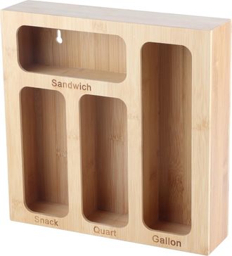 Infinite Rutschfester, Wandmontierter Aufbewahrungsbeutelhalter Mit Holzmaserung F&uuml;r Sandwich- Und Viertelbeutel, Individuell Gestaltet, Modell Ecokitchen, 30 