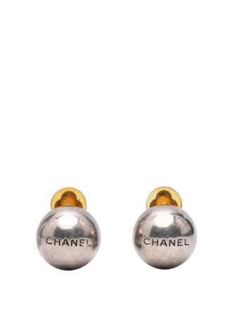 Chanel 1998 Silver Plated Logo Ball Clip On Earrings costume earrings - women - Metal - One Size