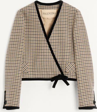 Valentino Giacca Corta In Pied De Poule Donna BEIGE 36