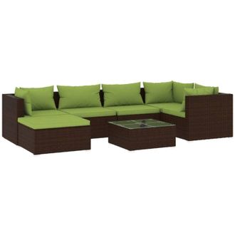 vidaXL 7 Pcs Lounge Garden Lounge Con Almohada