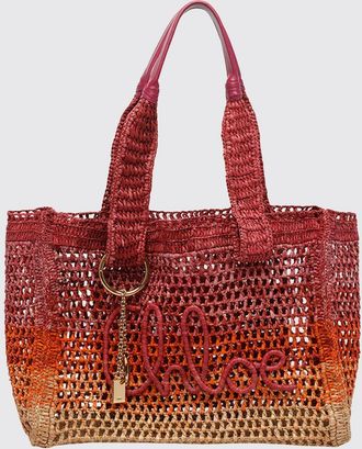 Chlo&eacute; Borsa Summer Banana in rafia a rete crochet