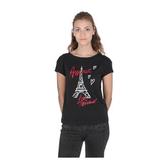 Love Moschino T-Shirts, female, Black, XS, Eiffel Tower T-Shirt Boat Neck