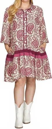 She + Sky Berry Dress -Plus In Cream And Magenta