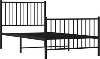 vidaXL Estructura cama sin colchón con estribo metal negro 90x190 cm Vidaxl
