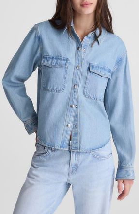 Madewell Airy Denim Relaxed Shirt Jacket in Faded Horizon Wash at Nordstrom, Size Xx-Small